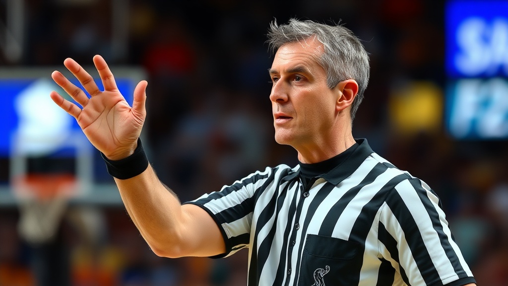 심판이 파울 판정 신호를 하고 있는 모습